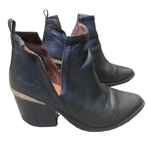 Jeffrey Campbell Western Cut Out Ankle Boot Black size 6